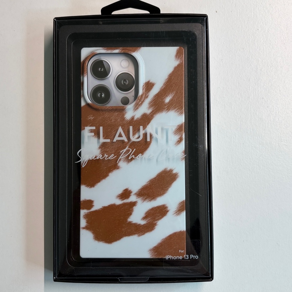 FLAUNT Brown and White Cow Print iPhone 13 Pro Case